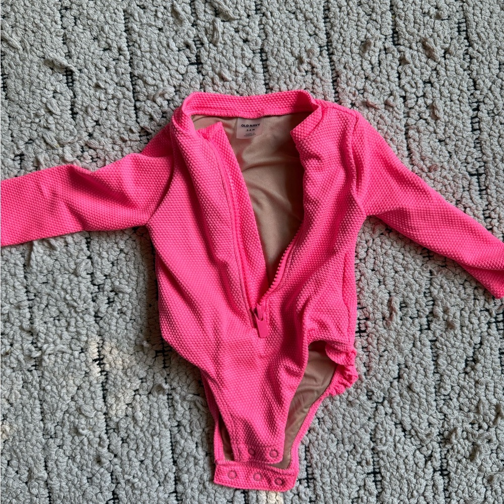 Old Navy Bright Pink Baby Girl Bathing suit Bodysuit
